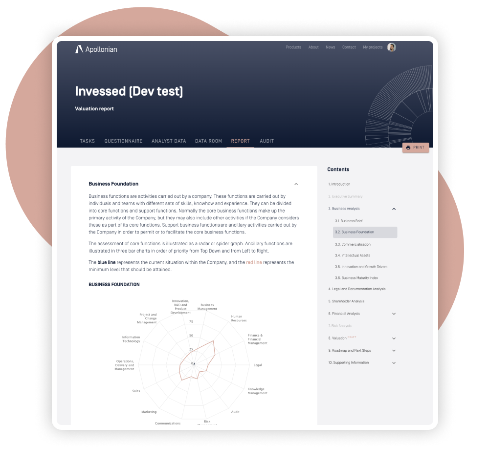 Apollonian valuation report portal