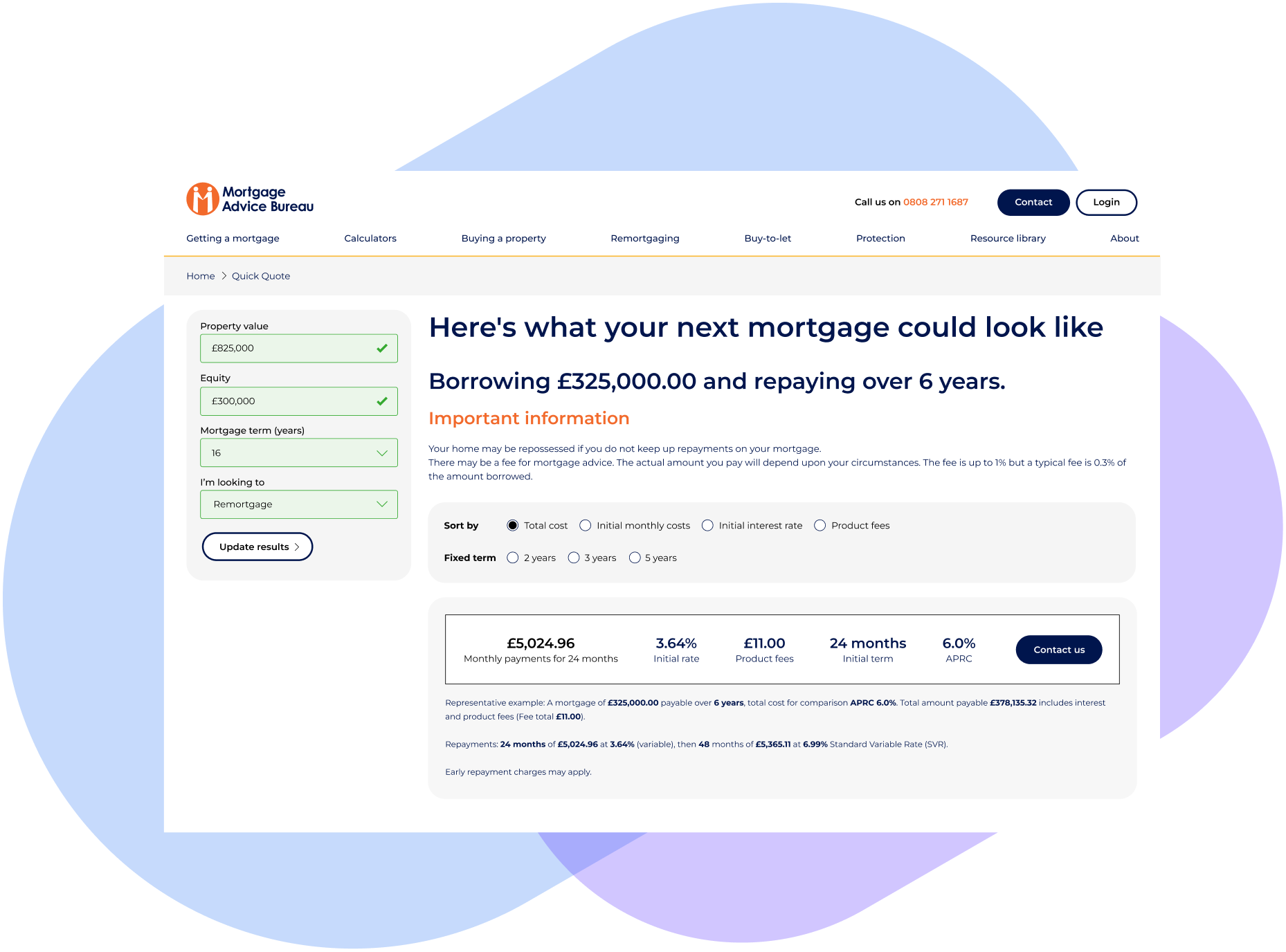 Mortgage Advice Bureau application UI